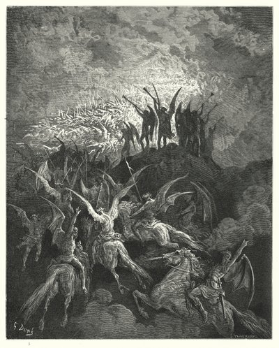 Ilustración de Gustave Doré para El Paraíso Perdido de Milton, Libro I, líneas 757-759 de Gustave Dore